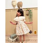 Güpür Detaylı Bebe Yaka Elbise - Krem-1 - 3 - 4 Yaş