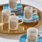 Güral Porselen 6158 Camelia 12 Parça 6 Kişilik Bone Türk Kahvesi Fincan Takımı
