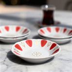 Güral Porselen Acem 6 Parça 10 cm Porselen Çay Tabağı Seti - renk - Kırmızı