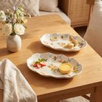 Güral Porselen Nesrin Çiçek Desenli 24 cm 2li Porselen Kayık Tabak Seti