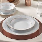 Güral Porselen Soprano 6 Adet 23 Cm Çukur Yemek Tabağı Mat Altın File