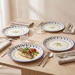 GÜRAL PORSELEN Zeytindalı Desenli 25 cm 4lü Porselen Servis Tabağı Seti