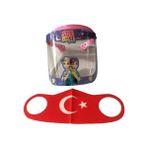 GÜRBEY PAZARLAMA Sue And Se Çocuklar Için Koruyucu Siperlik + Türk Bayrağı Maske