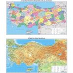 Gürbüz 50x70 cm Türkiye Fiziki+Siyasi Çift Traflı Harita