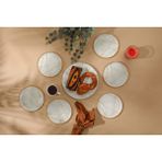 Gürcü Glass Beyaz Mermer Desenli Pasta Tabağı 20 Cm 6 Parça 6 Kişilik Yuvarlak Set