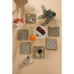 Gürcü Glass Leopar Desen Kare Servis Tabağı 23 Cm. - Renkli