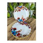GÜRCÜGLASS Çiçek Desen Beyaz Tatlı Tabağı 17 cm.