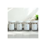Guridda Home Design 4'lü Kulak Pamuğu Pamuk Makyaj Pamuğu ve Diş İpi Kutusu 250 Ml Şeffaf Plastik Kavanoz Dikey