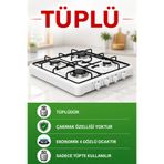 GURKAN Ac 400 4 Gözlü BEYAZ RENK Tüplü Set Üstü Ocak 4 Gözlü Ocak Lpg Uyumlu Ocak Tüplü Ocak Tezgah Üstü Gazlı Ocak