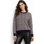 Gürkan Kadın Leopar Desen Triko Kazak BGL-ST05284 - Mor - XL