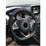 Gürler Oto Aksesuar Vw Caddy Alkantra-Karbon Kırmızı Yüzüklü Direksiyon Kılıf - Siyah - Kırmızı