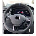 Gürler Oto Kılıf ve Aksesuar Fiat Linea Dikmeli Direksiyon Kılıfı Noktalı-Alkantara Mavi Yüzük - Siyah - Mavi