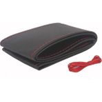 Gürler Oto Kılıf ve Aksesuar Seat Ibiza Dikmeli Direksiyon Kılıfı Soft Kırmızı Ipli 10CM A+ - Siyah