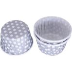 Gurmender Cupcake Kalıbı Küçük Boy 44*35 mm - 100 Adet Puantiyeli Gümüş