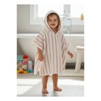 GÜRPAMUK HOME & BABY OUTLET İHRACAT %100 pamuk Kız-Erkek Çocuk Deniz, Plaj, Havuz, Banyo Havlu Panço ÇİZGİLİ/PEMBE
