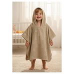 GÜRPAMUK HOME & BABY OUTLET İHRACAT %100 pamuk Kız-Erkek Çocuk Deniz, Plaj, Havuz, Banyo Havlu Panço DESENLİ / BEJ