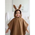 Gürpamuk Home Baby Outlet Ihracat Pamuklu Kapşonlu Kız-Erkek Çocuk Deniz, Plaj, Havuz, Banyo Havlu Panço Kulaklı - Kahve - 1 - 4 Yaş
