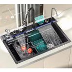Gürtuz Uzaktan Kumandalı Led'li Ultrasonik Akıllı Eviye – Ev, Işyeri ve Otel Kullanımına Uygun - Inox - set