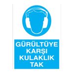 Gürültüye Karşı Kulaklık Tak Uyarı Tabelası - 35x50 Alüminyum Kompozit Panel - KK8