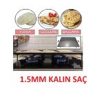 Güryan Piknik Ocak Üstü Kare Sac Üste Bombeli Kulplu 1,5 Mm Bazlama Börek Izgara