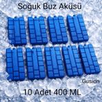 Gusion Dolu Plastik Buz Aküsü 10 Adet Sızdırmaz Darbaye Dirençli Taşıma Çantaları, Soğutucu, Piknik Çantası - Mavi - 400 ml