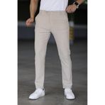 Gussi Erkek Krem Renk Kaliteli Esnek Likralı Slim Fit Kumaş Pantolon