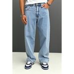 Gussi Erkek Mavi Kar Baggy Fit Likrasız Rahat Kesim Jean Pantolon