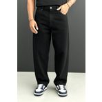 Gussi Erkek Siyah Baggy Fit Likrasız Rahat Kesim Jean Pantolon