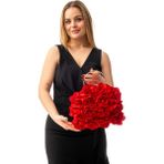 Gustello Rosalia | Gümüş Metal D Saplı Çiçek Çanta El Çantası Abiye Günlük Şık Kadın Çantası - Kırmızı