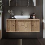 Gusto Ayaksız Oval Lavabolu Mdf 120 cm Çekmeceli Banyo Dolabı - Atlantik Çam