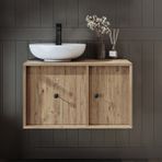 Gusto Ayaksız Oval Lavabolu Mdf 75 cm Çekmeceli Banyo Dolabı - Atlantik Çam