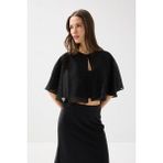 Gusto Taşlı Rayon Şifon Bolero - Siyah - Standart