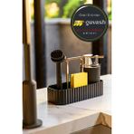 Guvash Nova Oval Hazneli Silver Lüx Fırçalı Mutfak Seti & Sıvı Sabunluk Mutfak Banyo Süngerlik & Sabunluk