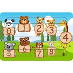 Güven Serigrafi Hayvanlar ve Sayılar Çubuk Ahşap Çocuk Puzzle Yapboz