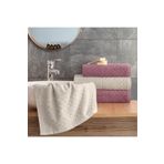 Güvenal Diana 4 Parça Kadife Kutulu Banyo Havlu Havlu Seti Çeyiz Listesi Banyo Havlusu El Yüz Havlusu Diana2050, Bej Mürdüm, 70 x 140