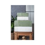 Güvenal Gala 4'lü Banyo Havlusu | Havlu Takımı | Havlu | Havlu Seti I Hamam Seti I Çeyiz Havlusu - Krem - Yeşil - 50 x 90 cm