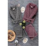 Güvenal Hayal 12 Parça Kutulu Jakarlı Bornoz Takımı Bornoz Havlu & Havlu Seti Banyo Çeyiz Seti 35562214, Antrasit-Mürdüm, Standart