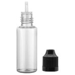 Güvenç Ambalaj 100 Adet - 30ML Şeffaf Plastik Likit Şişesi - Iğne Uclu Damlalıklı Pet Şişe, Siyah Kapaklı