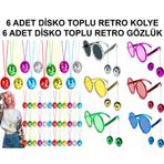 Güvenle Al 12 Parça Renkli Disko Toplu Retro Parti Seti – 6 Kolye + 6 Gözlük (4745)