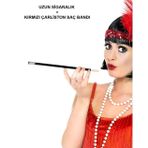 Güvenle Al 1920'ler 1990'lar Gatsby Kadın Aksesuar Seti – Kırmızı Charleston Saç Bandı ve Sigaralık (4745)