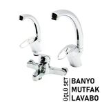 Güvenle Al 3LÜ SET BANYO - EVYE MUTFAK - LAVABO AÇ KAPA MİX BATARYA MUSLUK (4745)