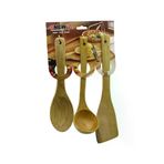 Güvenle Al 3PCS AHŞAP BAMBU MUTFAK SERVİS SETİ KAŞIK=27CM - KEPÇE=27CM - SPATULA=32CM (4745)
