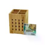 Güvenle Al 4 BÖLMELİ BÜYÜK - PENCERELİ KARE=11X11CM AHŞAP BAMBU KAŞIKLIK ORGANİZER (4745)