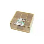 Güvenle Al AHŞAP BAMBU 6 BÖLMELİ POŞET ÇAY KUTUSU MİKA PLASTİK KAPAK 21X20X10CM (4745)