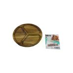 Güvenle Al AKASYA YUVARLAK 3 BÖLMELİ AHŞAP SERVİS SUNUM TEPSİ - TAHTASI 20 X 1.4CM (4745)