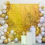 Güvenle Al Altın Gold Renk Dikdörtgen Kesim Parlak Sim Görünümlü Fon Perde Dekor 1x2 Metre (4745)