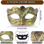 Güvenle Al Altın Renk Eskitme Maskeli Balo Maskesi – Venedik Tarzı Parti Maskesi (4745)