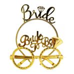 Güvenle Al Bride Yazılı Taç ve Bride To Be Yazılı Gözlük Seti Altın Renk (4745)