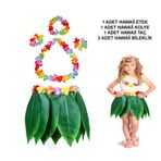 Güvenle Al Çocuk Hawaii Kostüm Seti - Yaprak Etek &amp;amp;amp; Hawaii Set - 5 Parça (4745)