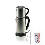 Güvenle Al ELEKTRİKLİ ÇAY MAKİNESİ ÇAYCI SET 1.8LT SU ISITICI PLS.+ 0.8LT DEMLİK ÇELİK TABAN 1800W 360 DERECE GÖVDE HK-509 (4745)